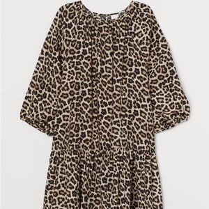 NWOT H&M Leopard Balloon-sleeved Dress SZ XL